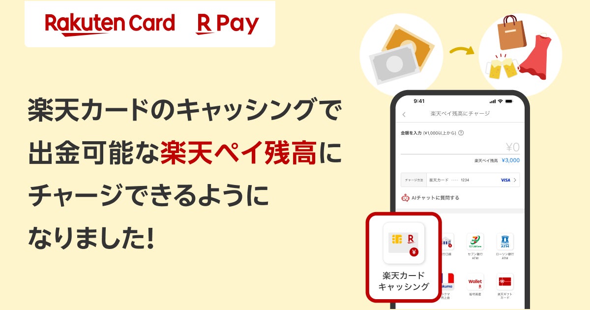 楽天カードのキャッシングを利用した楽天ペイ残高チャージのイメージ