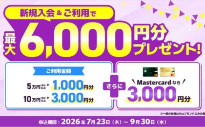 三井住友カードの入会特典、2つ併用で最大13,000円相当に