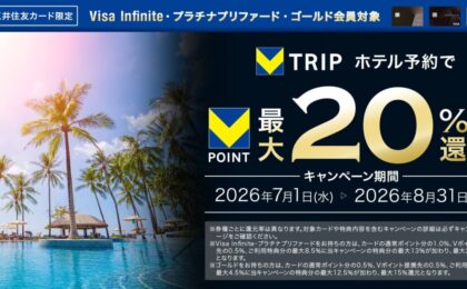 三井住友カード、Vトリップ宿泊で最大20%Vポイント還元