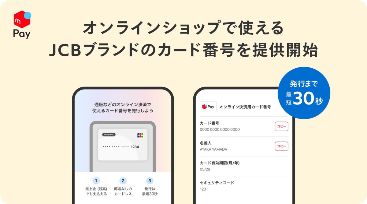メルペイ オンライン決済用カード番号の概要